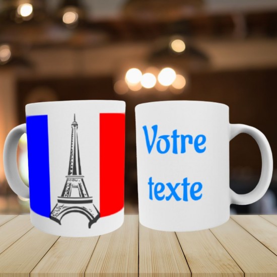 Tasse drapeau France Tour Eiffel à personnaliser