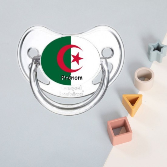Tétine drapeau Algérie avec prénom